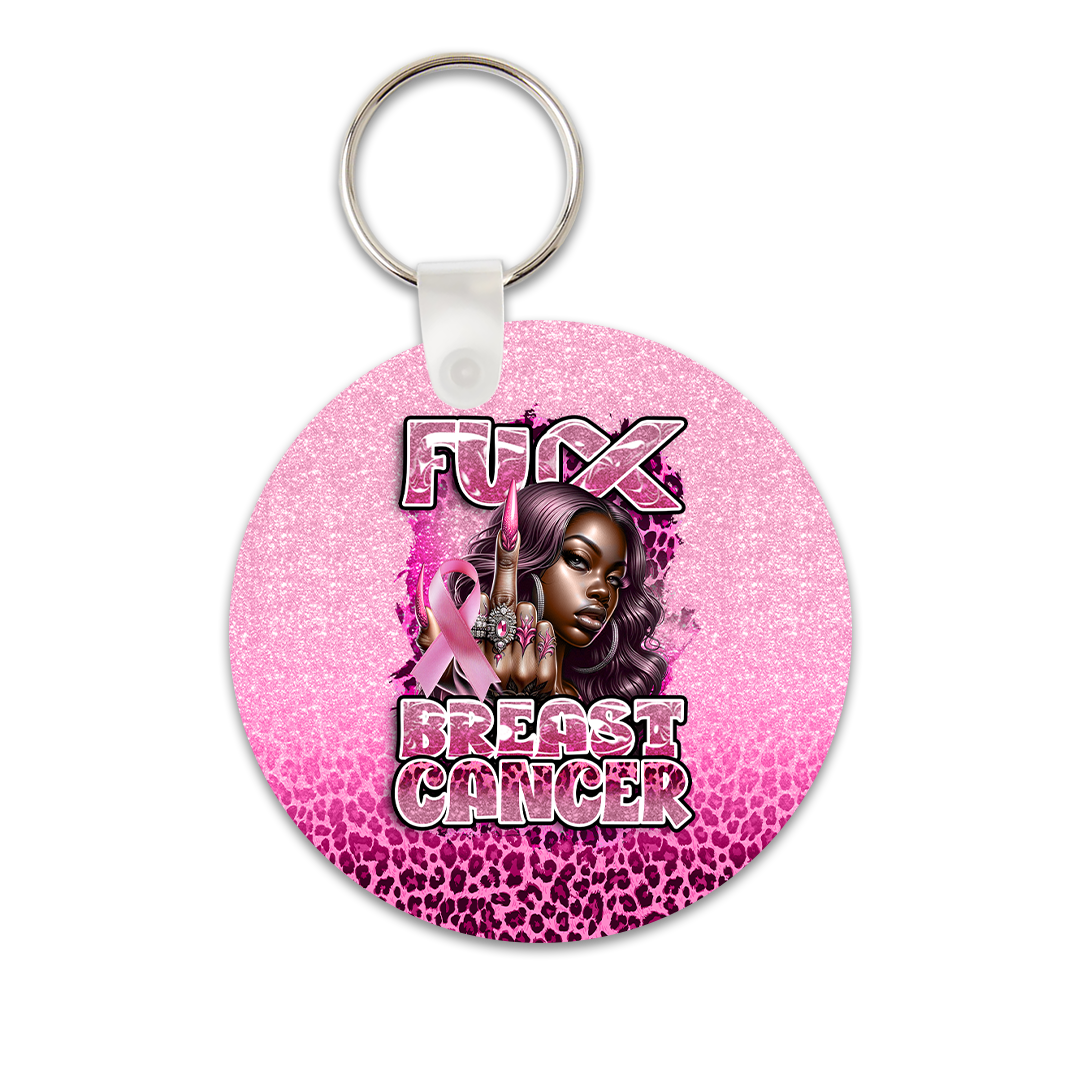 Fuck Breast Cancer Round Keychain