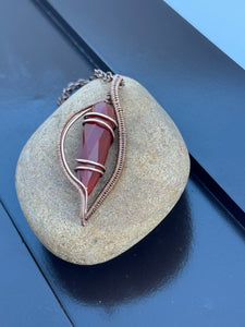 Handcrafted Wire-Wrapped Carnelian Pendant