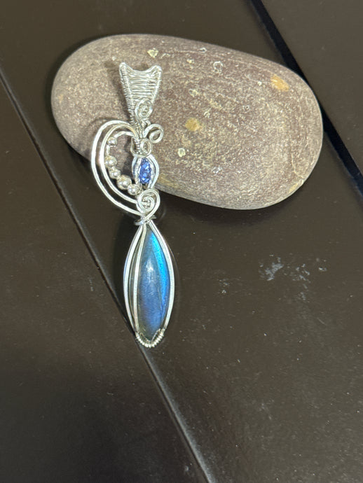 Handcrafted Wire-Wrapped Labradorite & Gemstone Pendant