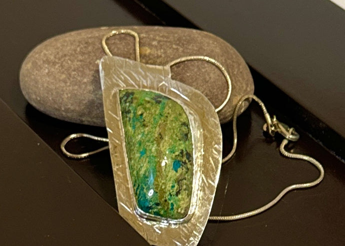 Handcrafted Sterling Silver & Chrysocolla Pendant