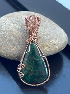 Handcrafted Wire-Wrapped Chrysocolla Pendant