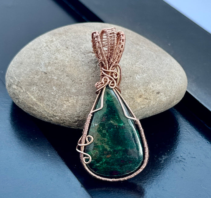 Handcrafted Wire-Wrapped Chrysocolla Pendant