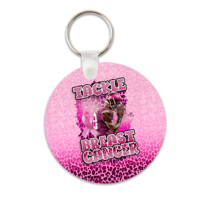 Tackle Breast Cancer Round Keychain